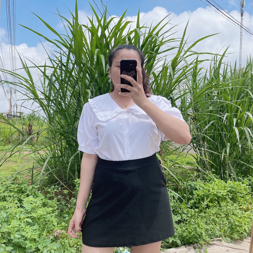 Áo Sơ Mi Nữ Bigsize Cổ Sen,Áo Sơ Mi Kiểu Lên Phom Xinh CO SEN