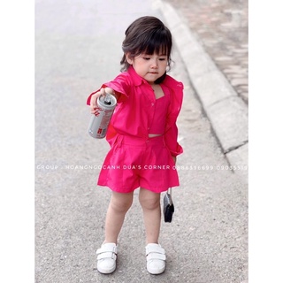 Set thô trơn 3 món crop top cho bé gái