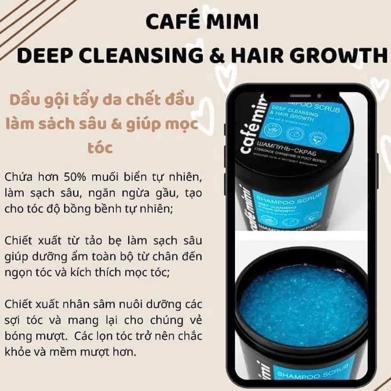 Tẩy da chết da đầu CAFE MIMI 330gr