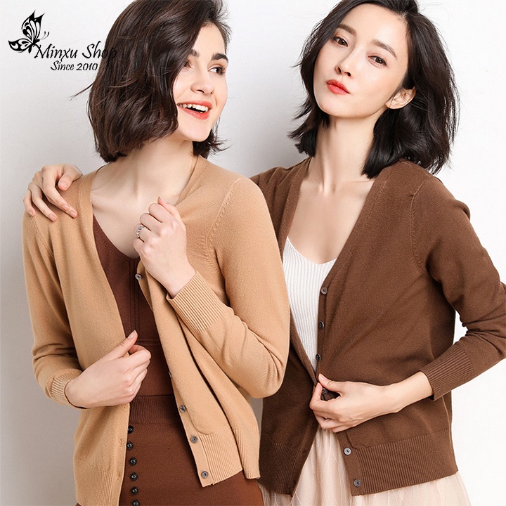 Áo Cadigan, Áo Len Mongtoghi Nữ Hàn Quốc Dài Tay Minxu Shop - Lên Phom Nhẹ Nhàng, Sang Trọng