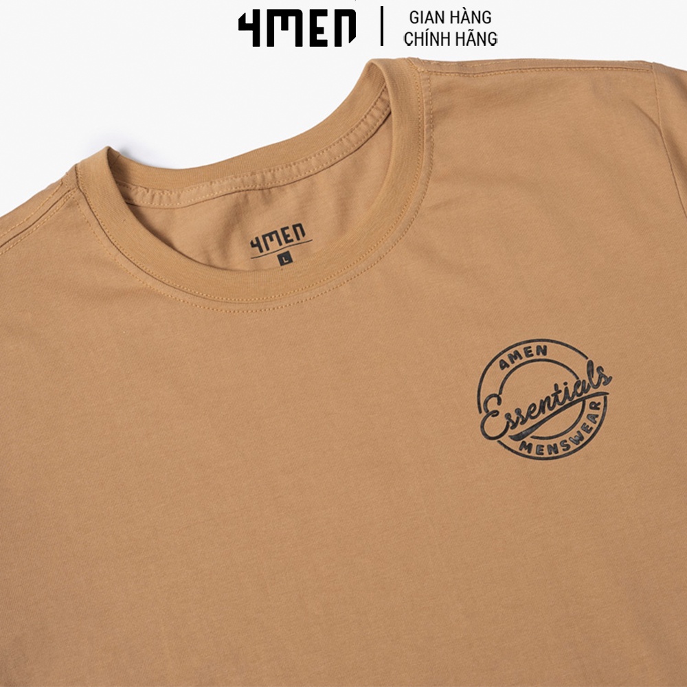 Áo Thun Nam 4MEN AT073 cổ tròn, tay ngắn, in chữ ngay ngực, dáng suông thoải mái, nhiều màu dễ phối đồ