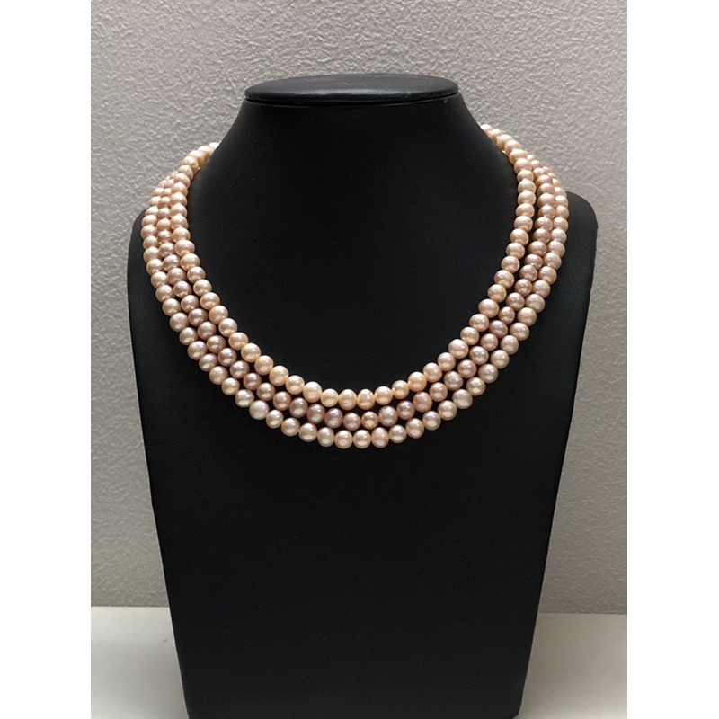 Chuỗi hạt hồng cam đeo cổ 3 tầng quý phái