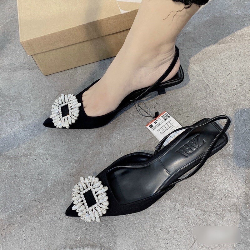 Sandal cao gót hoa đá mặt đá hàng cao cấp fullbox