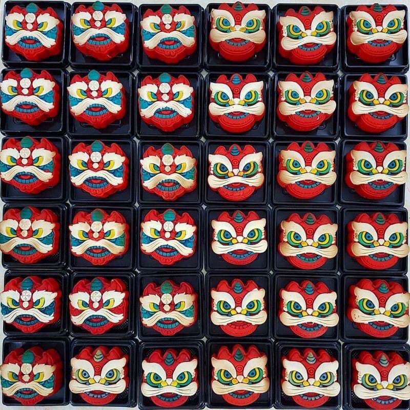 Khuôn trung thu kỳ lân 150g, khuôn lò xo 150g đầu lân