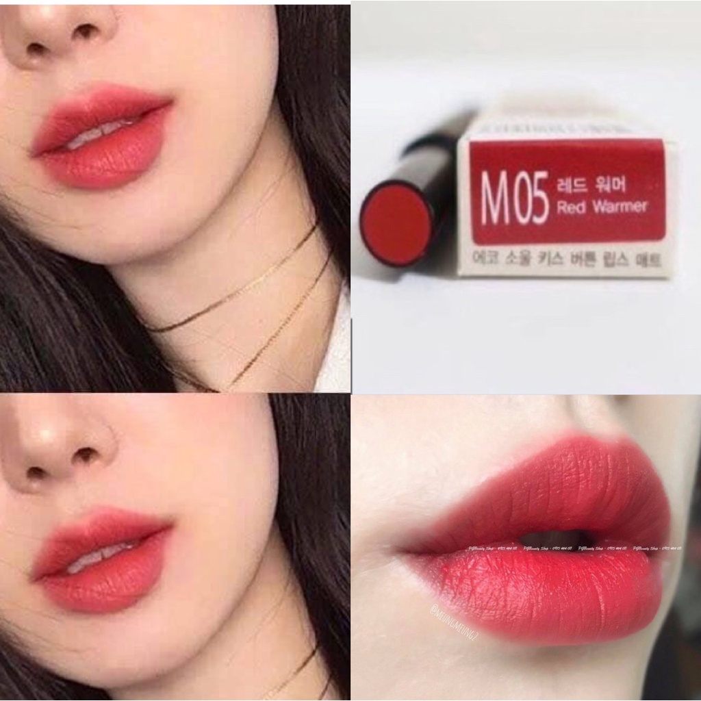 Son Lì dạng bấm Eco Soul Kiss Button Lips Matte The Saem (Hàn Quốc)