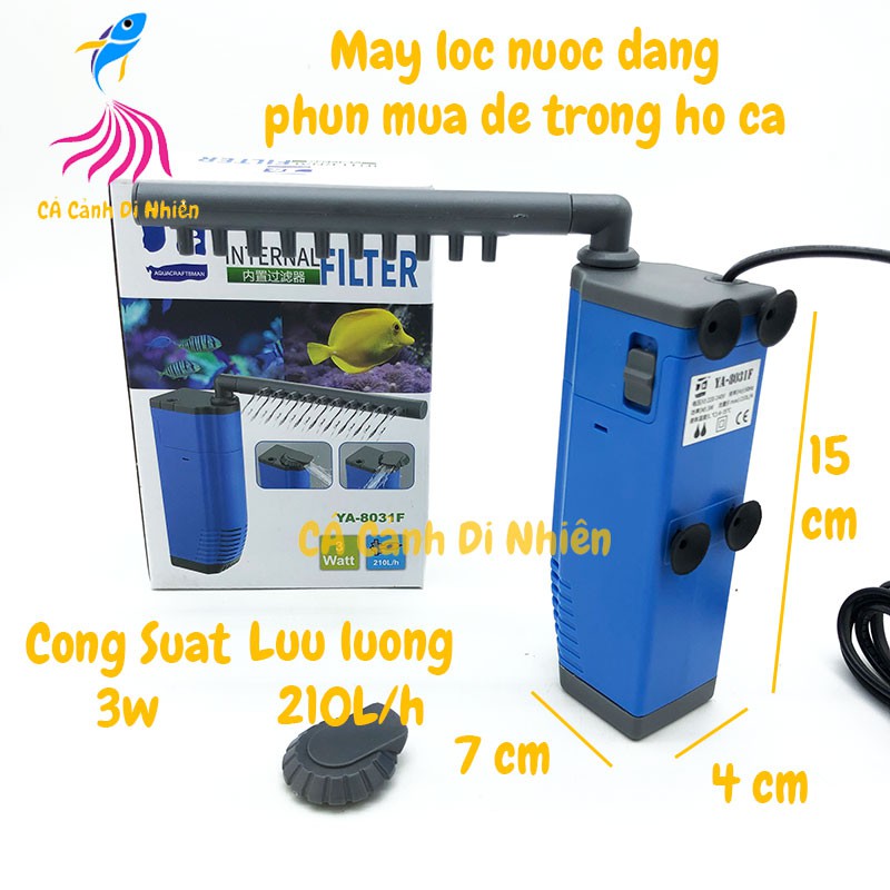 Máy lọc nước 3W dạng phun mưa để trong hồ cá mini YA-8031F