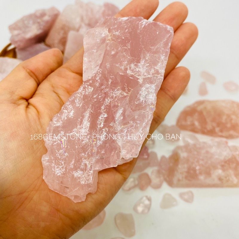 1 viên Thach Anh Hồng Thô Thanh Tẩy Tarot , Đa Phong Thủy | Rose Quartz