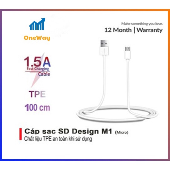 {MIỄN PHÍ VẬN CHUYỂ} Cáp sạc chính hãng SD DESIGN M1 ĐẦU MICRO ANDROID DÀI 1M