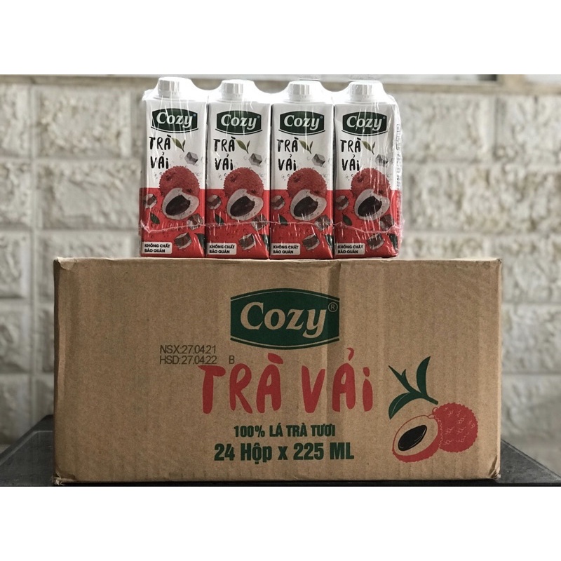 1 thùng Trà Vải Cozy 24  hộp /6 lốc *4 hộp