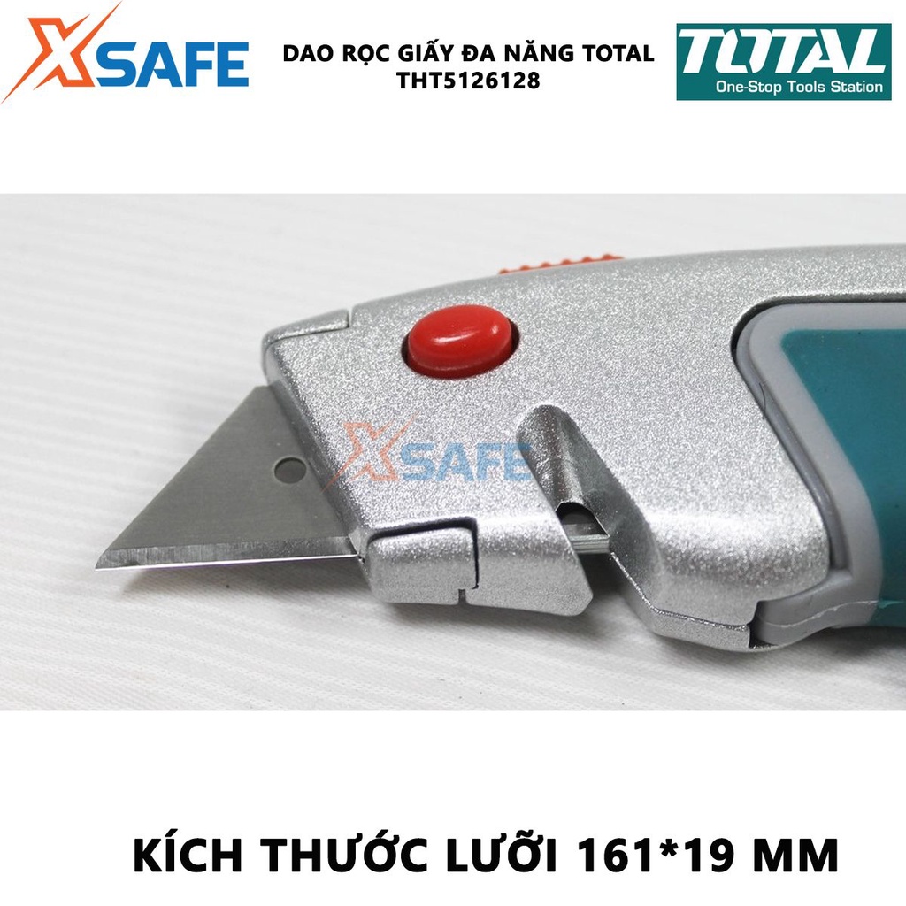 Dao rọc giấy đa năng TOTAL THT5126128 | dao cắt giấy kích thước lưỡi 61x19mm, lưỡi SK5, kèm 6 lưỡi cắt dán giấy