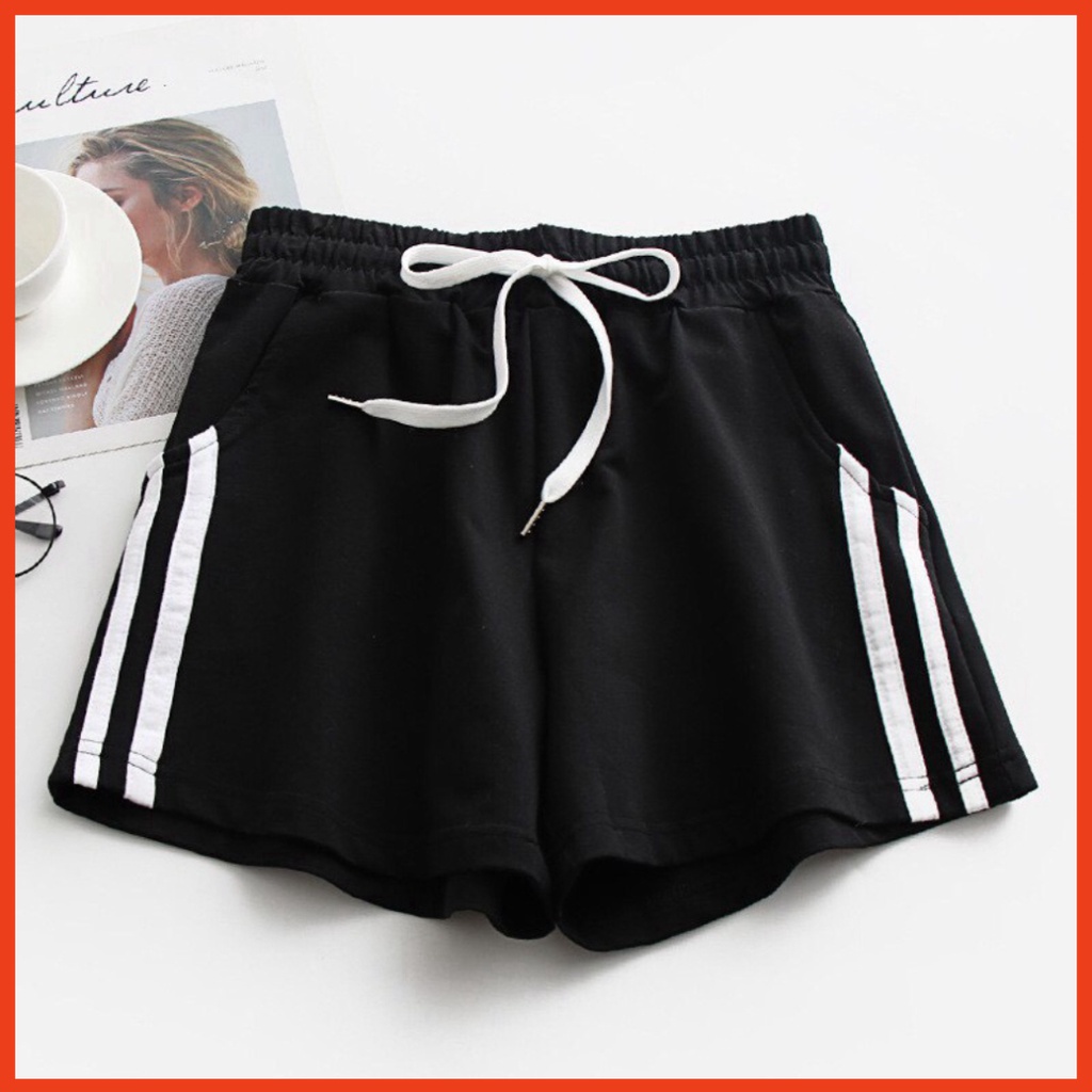 quần đùi nữ chạy viền 2 bên hông thun cotton mềm mịn co giản 38kg-60kg