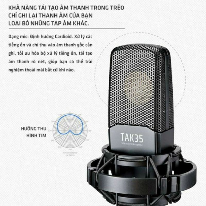 Micro Thu âm Livestream Condenser 48v Takstar TAK35