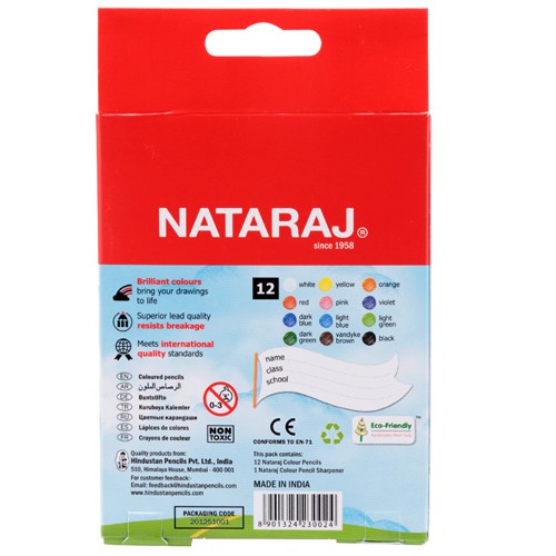 ✅ Hộp Bút Chì Ngắn 12 Màu NATARAJ - Chì Màu Học Sinh