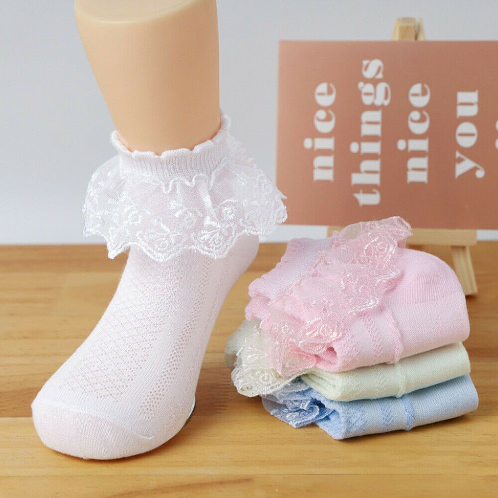 Vớ cotton phối ren lưới siêu mỏng thời trang xuân hè dễ thương cho bé gái