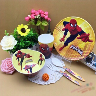 Set bát đĩa công chúa Elsa , Kitty , Mon , người Nhện cao cấp .