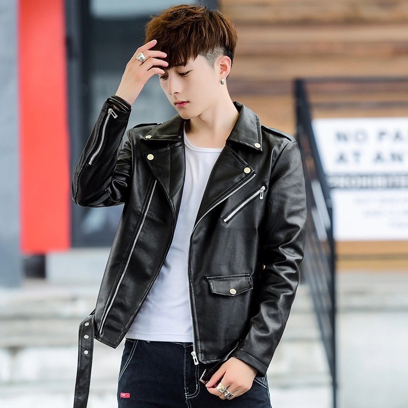 Áo khoác da nam biker jacket thời trang quảng châu cao cấp