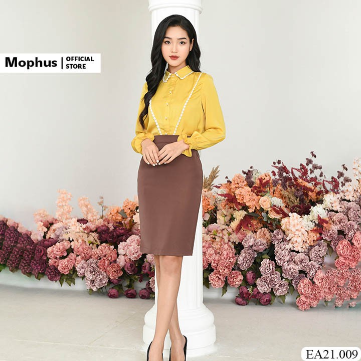 Áo sơ mi nữ Mophus công sở vải lụa cao cấp, thời trang công sở nữ tính EA21009