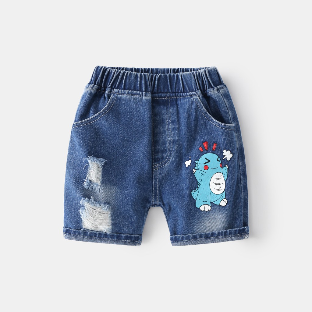 Quần Jean cho bé WELLKIDS quần short Jean họa tiết khủng long chất bò mềm hàng xuất Âu Mỹ