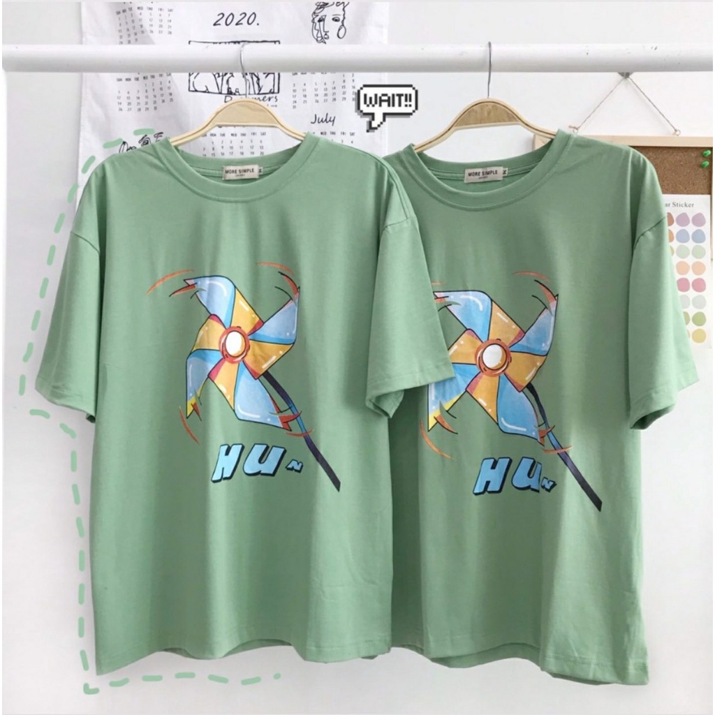 Áo Thun Tay Lỡ HU~ TEE In Chong Chóng Form Rộng Ulzzang Unisex (Ảnh Thật)