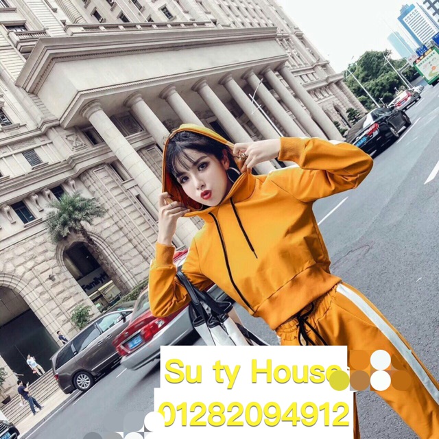 Bộ thun croptop phối mũ cao cấp
