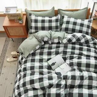 Set chăn ga gối Poly 4 món - kẻ