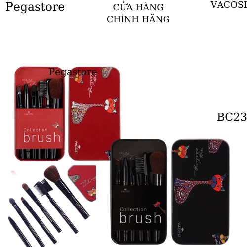 Hộp cọ trang điểm chuyên dụng VACOSI MY DARLING dạng du lịch BC23 (6 cây) - màu đen