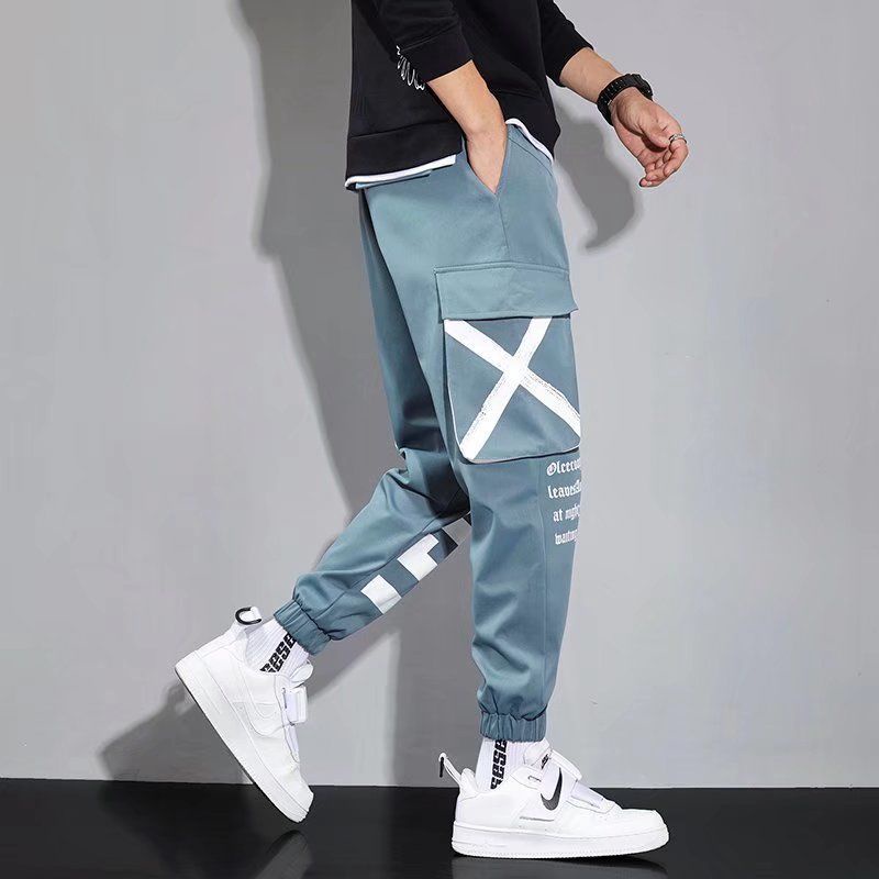 Quần Dài Lưng Cao Dáng Rộng Phối 4 Túi Phong Cách Hip Hop Cá Tính Cho Nam