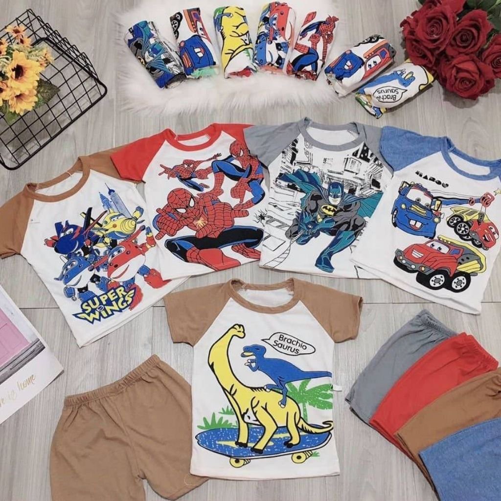 Bộ Đồ Mùa Hè CHo Bé Trai Họa Tiết In Hình Siêu Yêu BĐ014