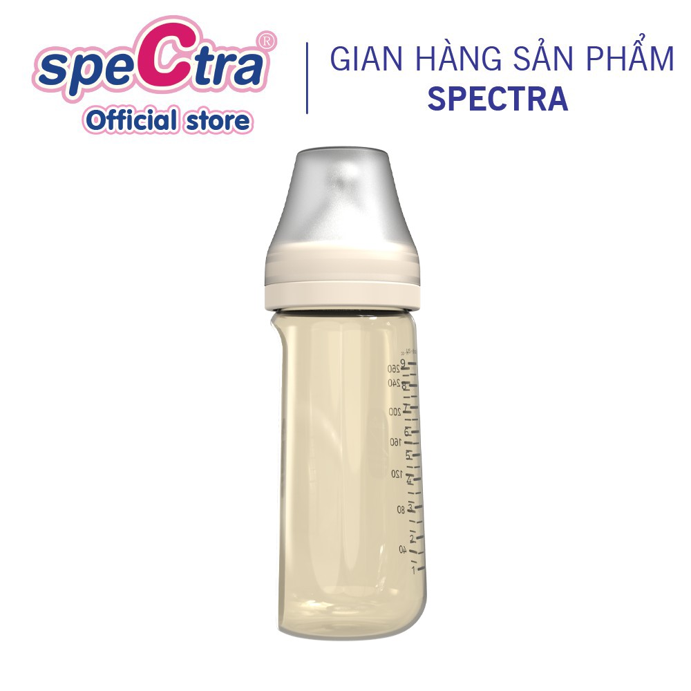 Bình sữa PPSU cổ rộng Spectra 260ml kèm núm ti size M/L/XL HÀN QUỐC