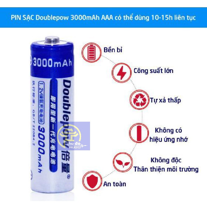 Bộ pin sạc Doublepow 3000mAh AA và Bộ Sạc Pin AA, AAA UK93B Doublepow tự ngắt khi đầy tốc độ cao