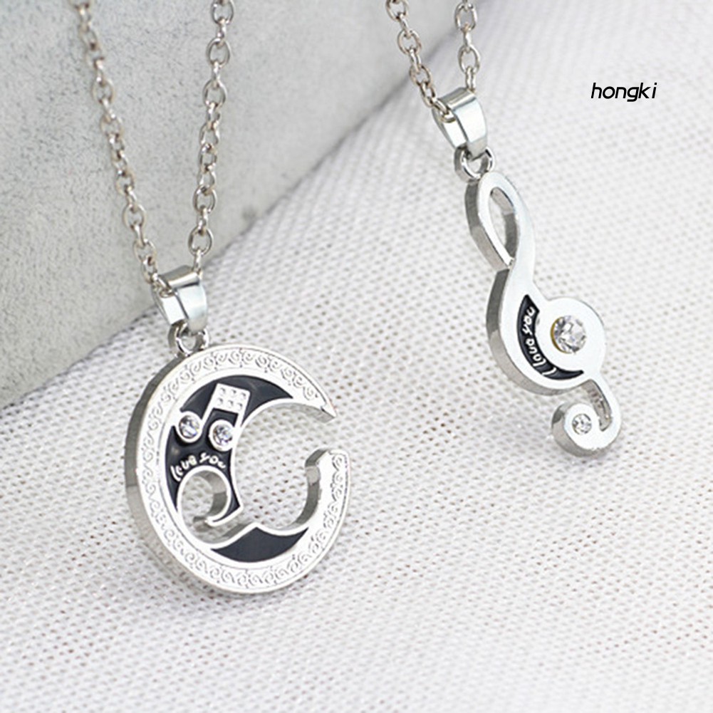 (Hàng Mới Về) Set 2 vòng cổ Mặt Hình Nốt Nhạc Và Mặt Trăng Thời Trang Cho Cặp Đôi