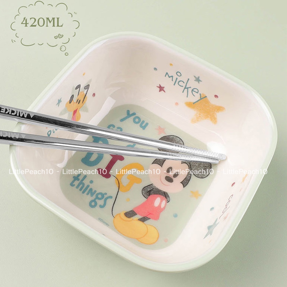 Tô ăn dặm vuông Disney nhựa melamine mới 2022 hình Minnie Mickey Princess Donald Dumble cho bé