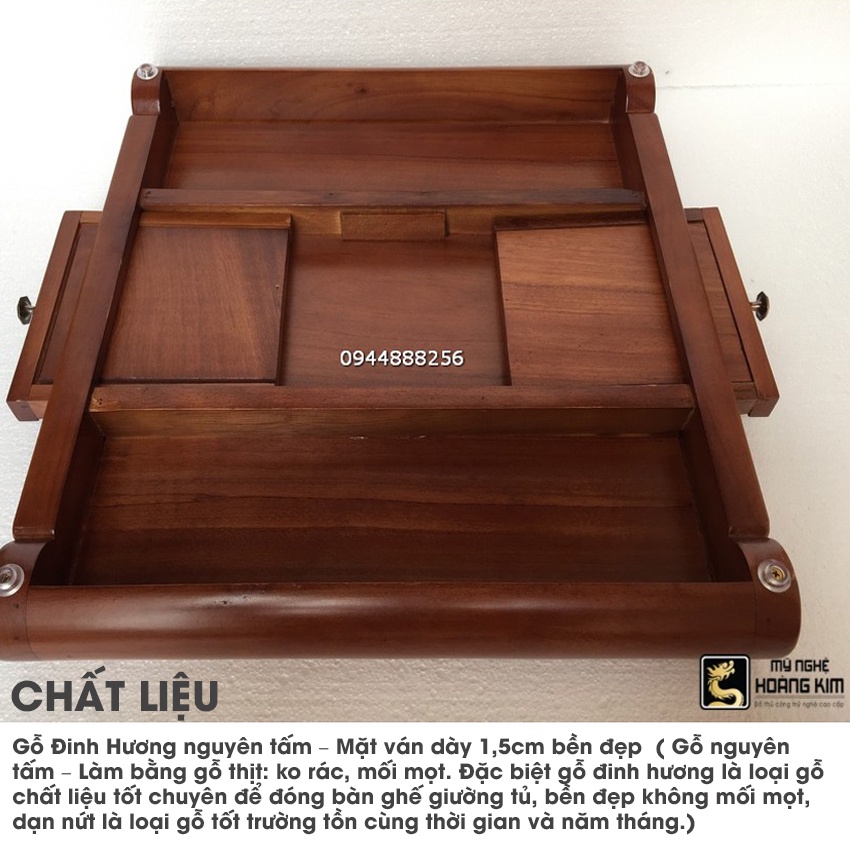 Bàn cờ tướng bằng gỗ Hương - Cuốn thư hoa mai