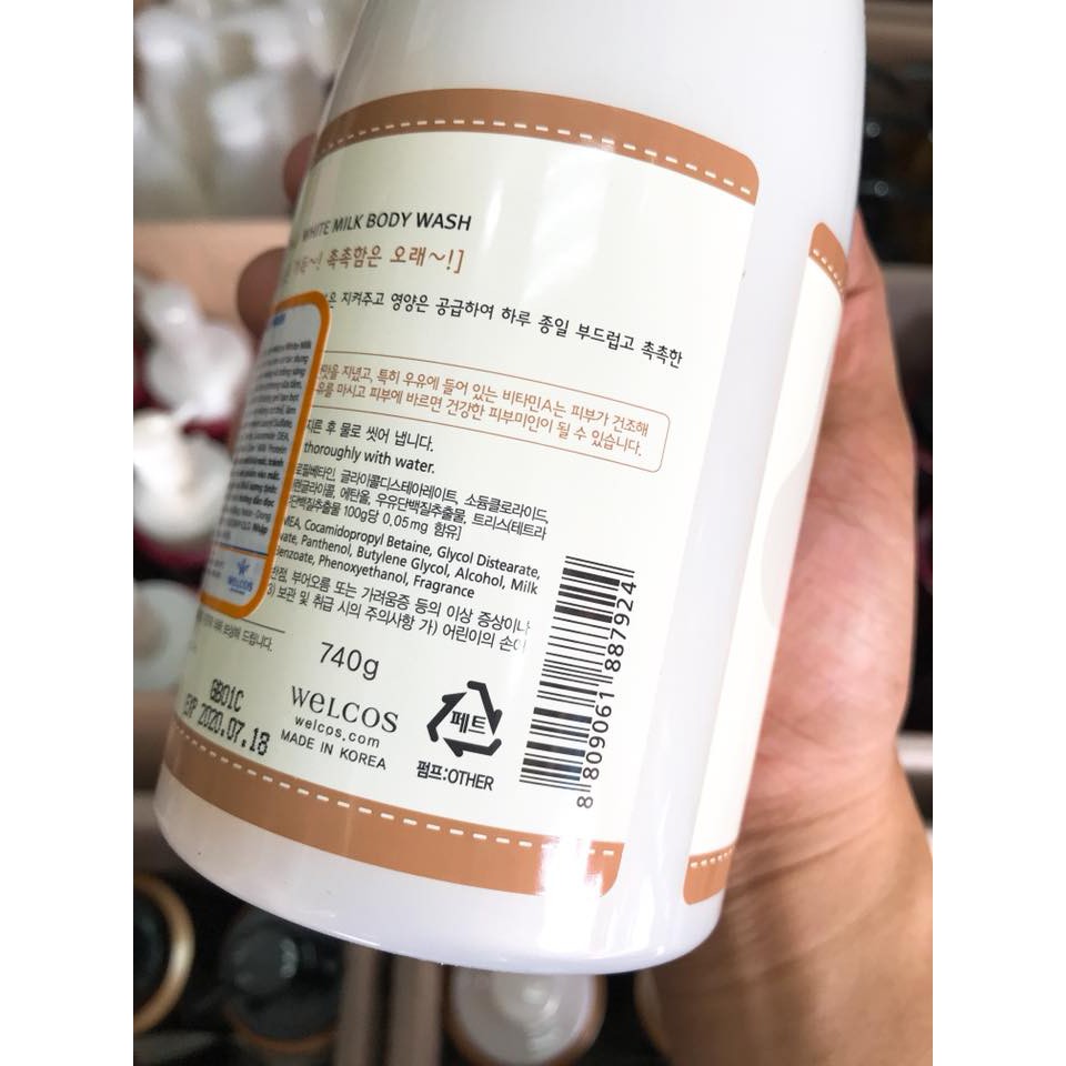 Sữa Tắm Trắng Da Welcos White Milk Body Wash Chính Hãng Hàn Quốc 740ml