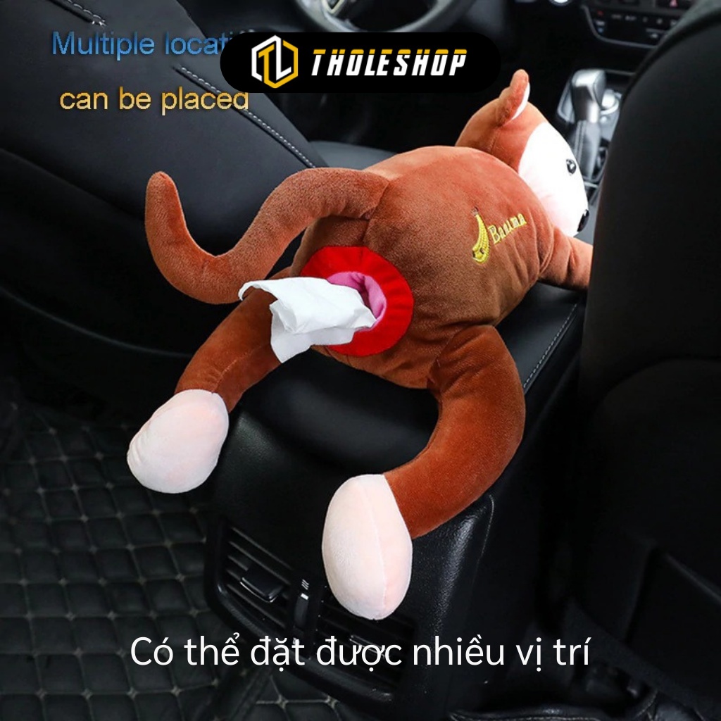 Hộp Đựng Khăn Giấy Treo Xe - Khỉ Nhồi Bông Chứa Khăn Giấy Treo Xe Hơi Dễ Thương 8364