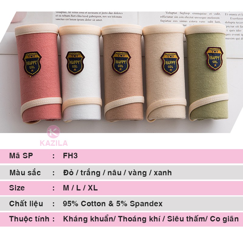 Quần lót nữ cotton lụa Lucky Girl, quần lót cotton kháng khuẩn Kazila FH3 | BigBuy360 - bigbuy360.vn