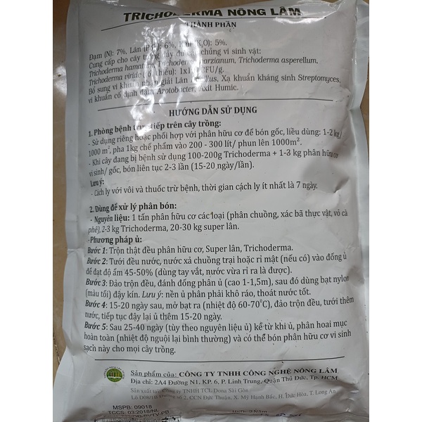 Phân bón hổn hợp NPK trichoderma Nông Lâm - 5 tỷ bào tử - gói 1 kg