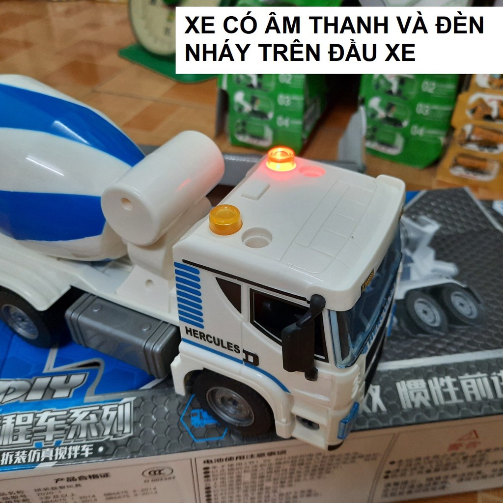 Đồ chơi trẻ em xe bồn mô hình lắp ráp 83pcs bằng nhựa xe có âm thanh và đèn
