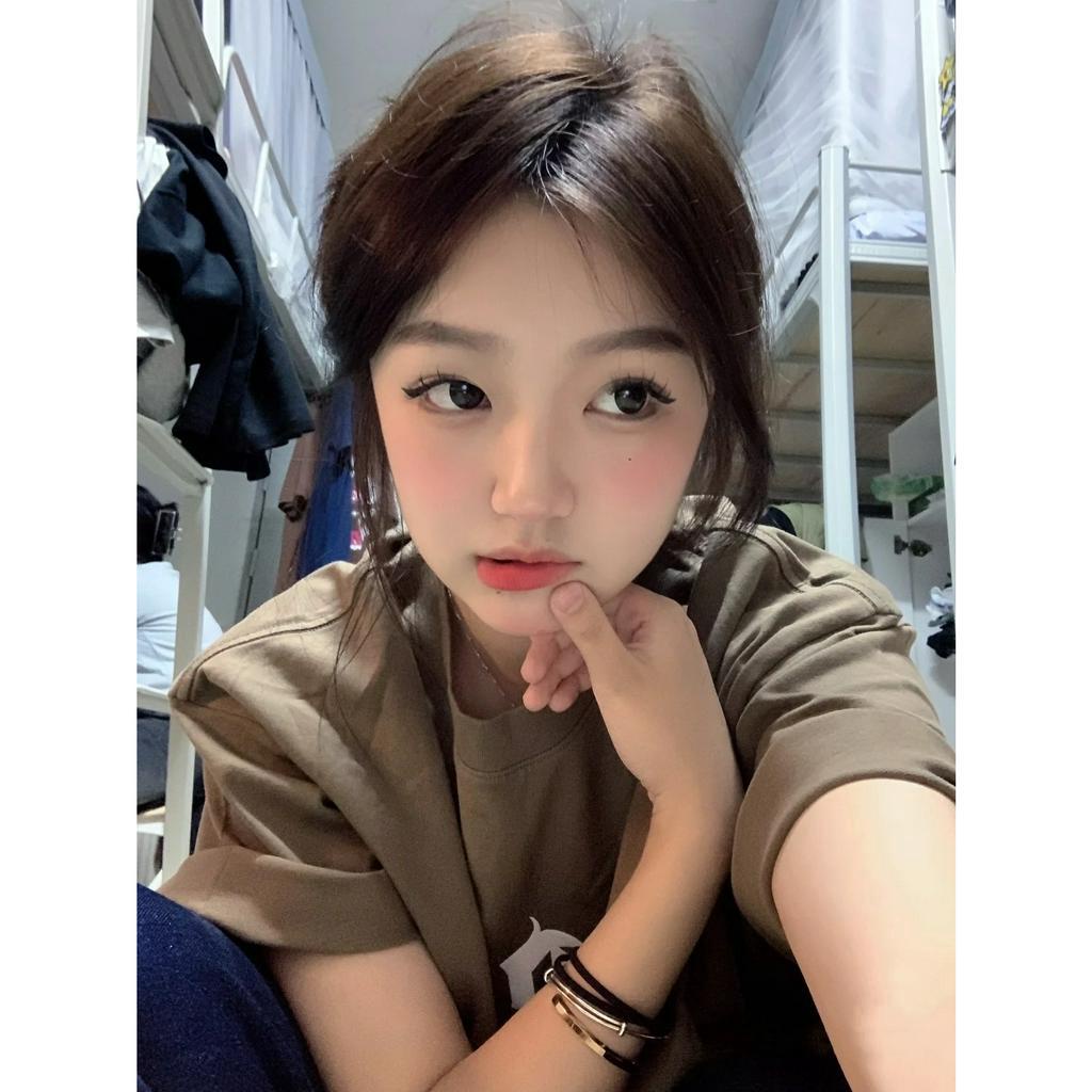 Ethelgirl Áo Thun unisex Dáng Rộng Tay Cộc In Họa Tiết Cổ Điển Phong Cách Hàn Quốc