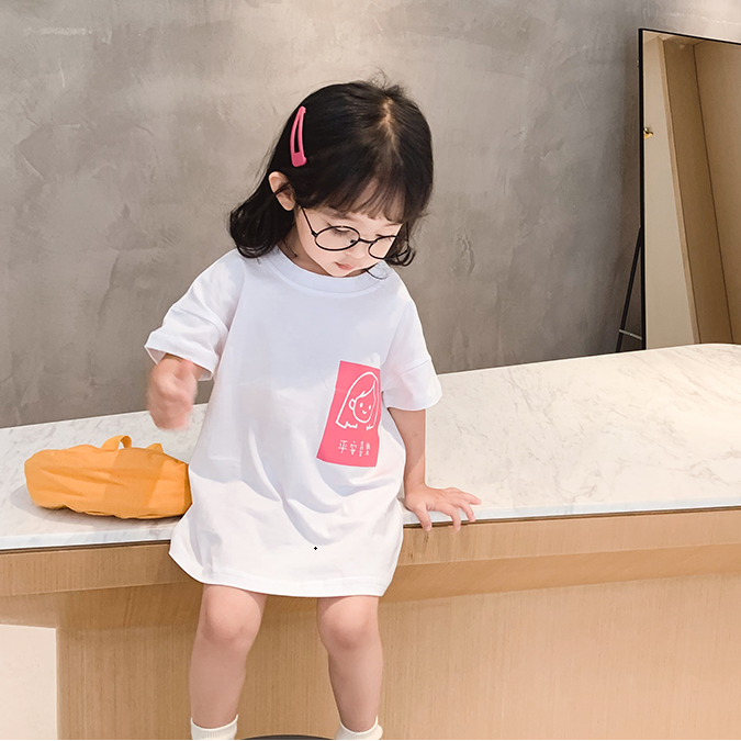 Little girl Korean wave pure cotton babies T-shirt skirt rkklgd