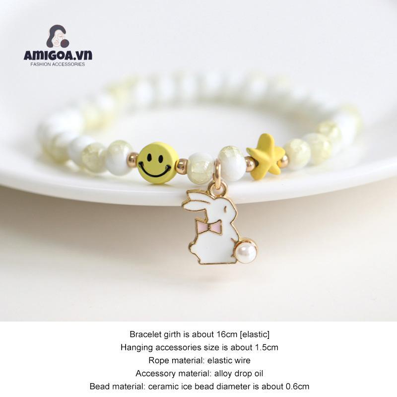 ✨✨Thời Trang Vòng Tay Mặt Hình Kỳ Lân / Thỏ Bằng Gốm Sứ Cho Nữ