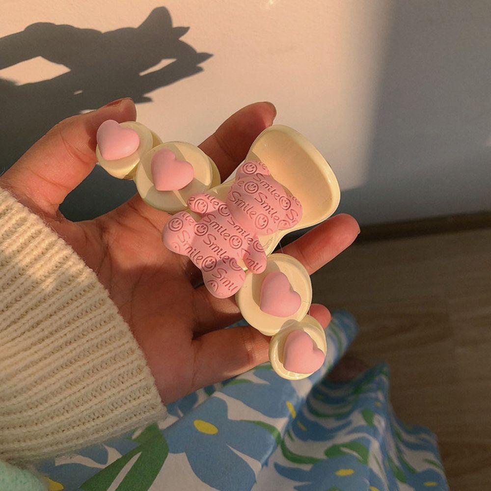 Kẹp Tóc Móng Vuốt Hình Trái Tim Gấu Đáng Yêu Thanh Lịch Cho Nữ