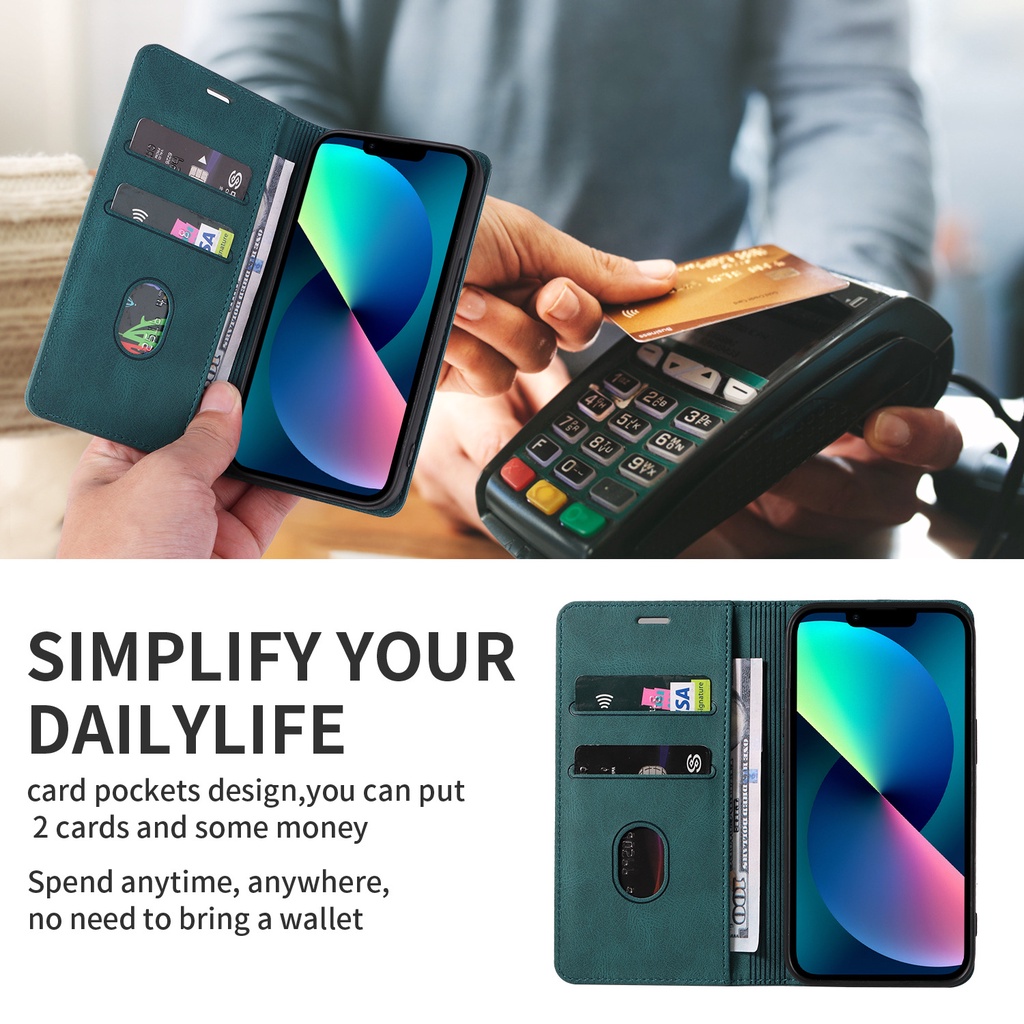 Ốp Điện Thoại Da Nắp Gập Có Dây Đeo Tay Dành Cho iPhone 13 / 14 13pro Max 14pro 14promax