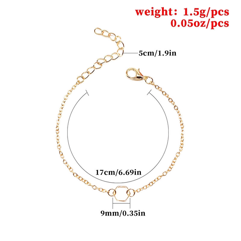 Vòng đeo tay 6 cạnh hình học màu vàng / bạc phong cách đơn giản | BigBuy360 - bigbuy360.vn