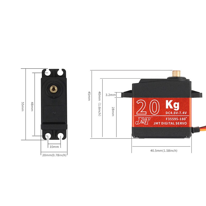 RC Động Cơ Servo Kỹ Thuật Số 180 Độ Chống Thấm Nước 20kg Cho Xe Điều Khiển Từ Xa