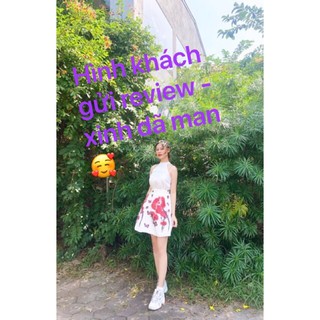 Chân váy 3D voan cô gái hoa hồng siêu đẹp hàng Quảng Châu (hình thật)