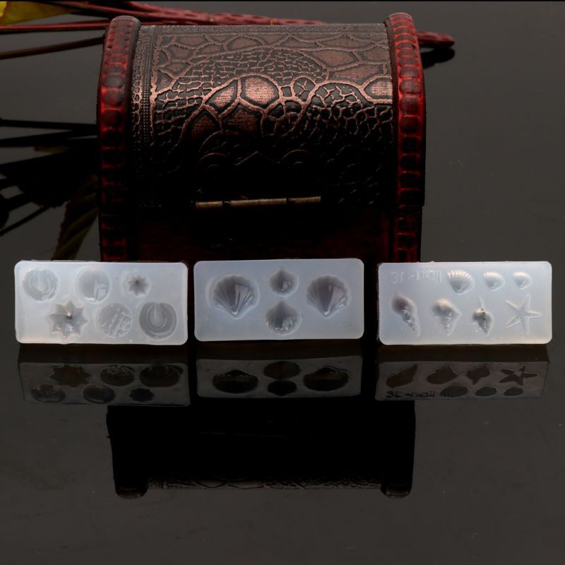 Set 3 khuôn silicone tạo hình vỏ sò/ sao biển trang trí móng DIY