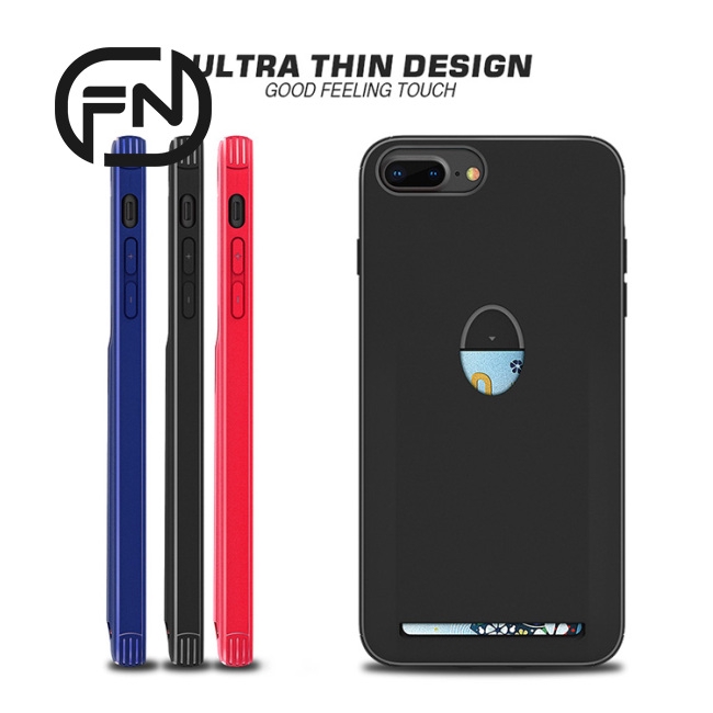 For iPhone 6/6S/7/8 Plus Protective Case TPU Matte Sweat-Proof Antiskid Cellphone Shell with Card Slot