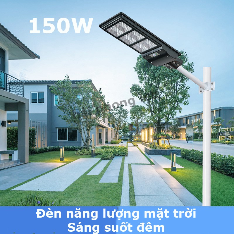 Đèn năng lượng mặt trời liền thể 150w, đèn led công suất lớn dùng năng lượng mặt trời - tặng cán đèn