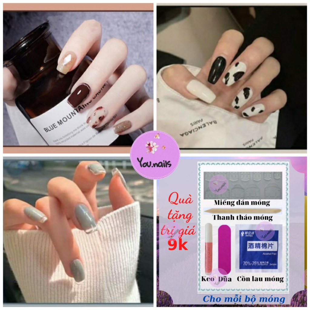 Móng tay giả kèm keo dài nhọn ngắn dễ thương YOU NAILS (Mã Yn-121--Yn-130)